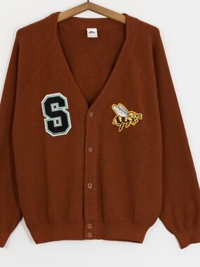 New Mens Nike SB Skate Relaxed Cardigan Bumble Bee HV0258-245 Brown Sz L $120